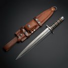 Handmade Arkansas Toothpick Hunting Damascus Steel Blade Dagger Knife, Gift for Men