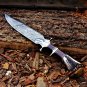 Custom Handmade Damascus Hunting knife with Stag Crown Handle, Anniversary gift for men