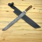 Handmade Damascus Steel Brisket Slicer Billet Carving Knife with Handmade Leather Sheath