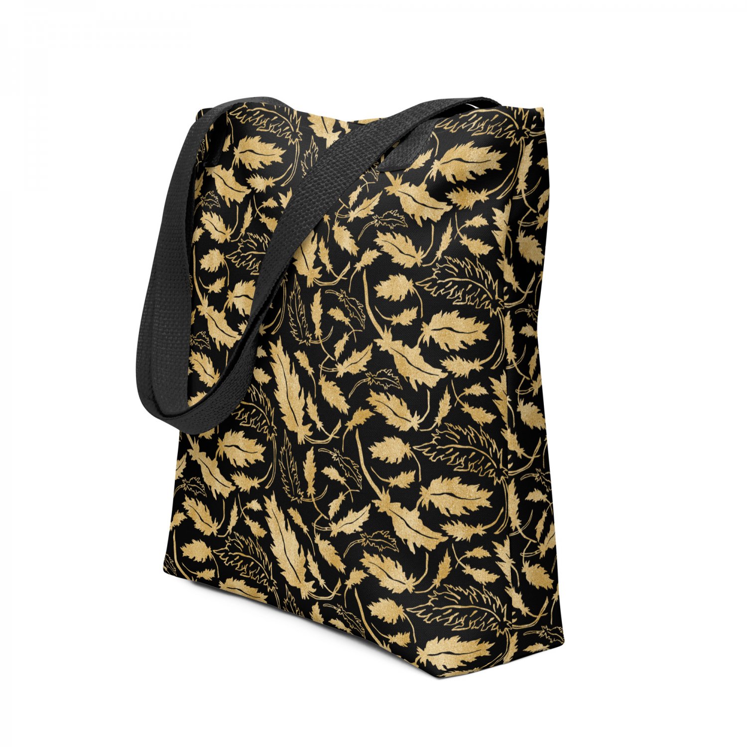 Black & Gold Damask Pattern Tote Bag