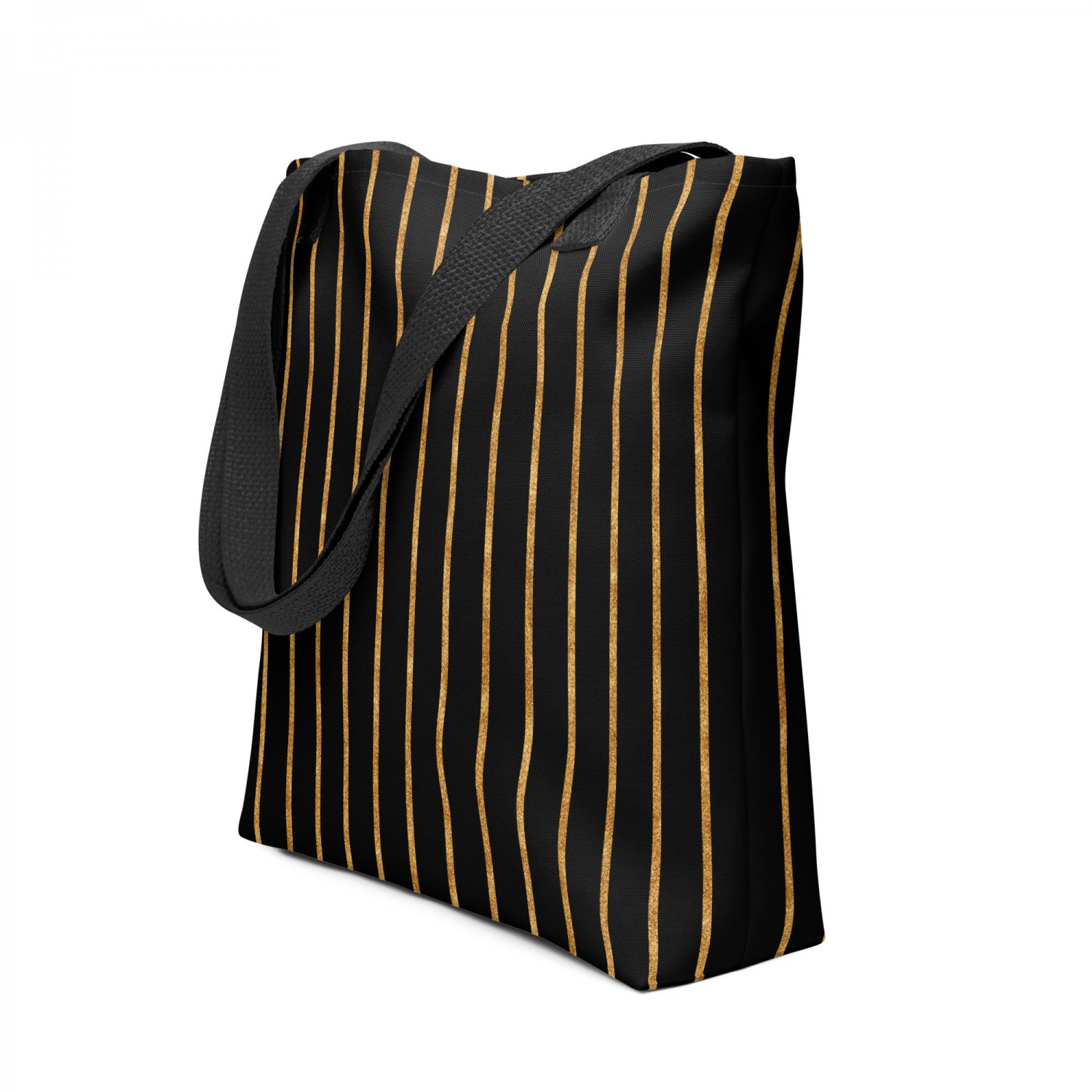 Stripe Print Black Tote Bag