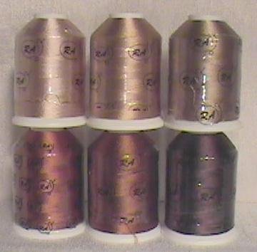 Robison-Anton Brown Rayon Machine Embroidery Thread Set (6 mini-king cones, 1000 meters)