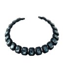 Rhinestone Crystal Choker Bib Rectangle Statement Necklace Brushed Enamel Black