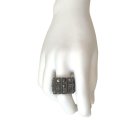 Industrial Statement Pyramid Ring With Stretchy Band