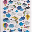 Q-Lia Gumi Seal Airplanes, Helicopters, and Clouds Sticker Sheet
