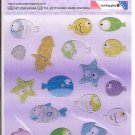 Morning Glory Ocean Fish and Squid Glittery Mini Sticker Sheet
