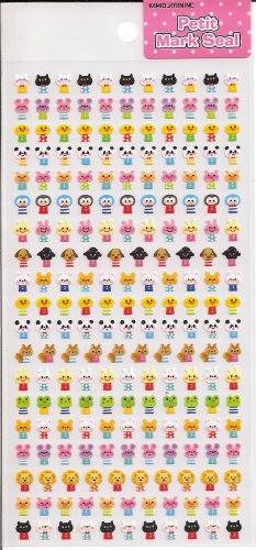 Kamio Petit Mark Seal Mini Animals Sticker Sheet