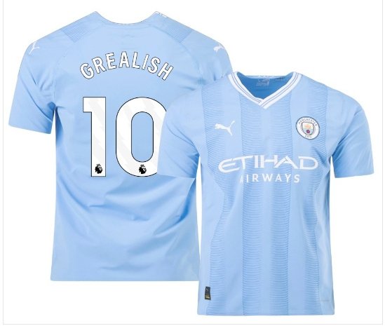 GREALISH #10 Manchester City 2023 2024 Home Men Football Soccer Shirt ...