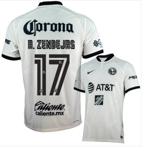 A. ZENDEJAS #17 Club America Men 3rd Third Shirt Jersey 22-23 Soccer ...