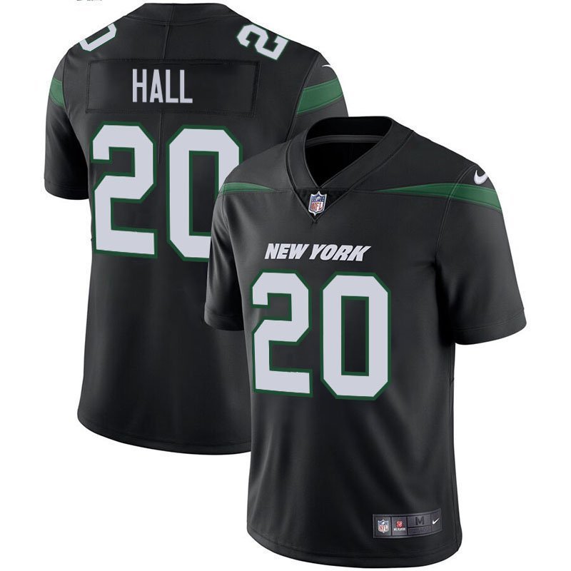 Men's Jets 20 Breece Hall Stealth Black Stitched Limited Jersey