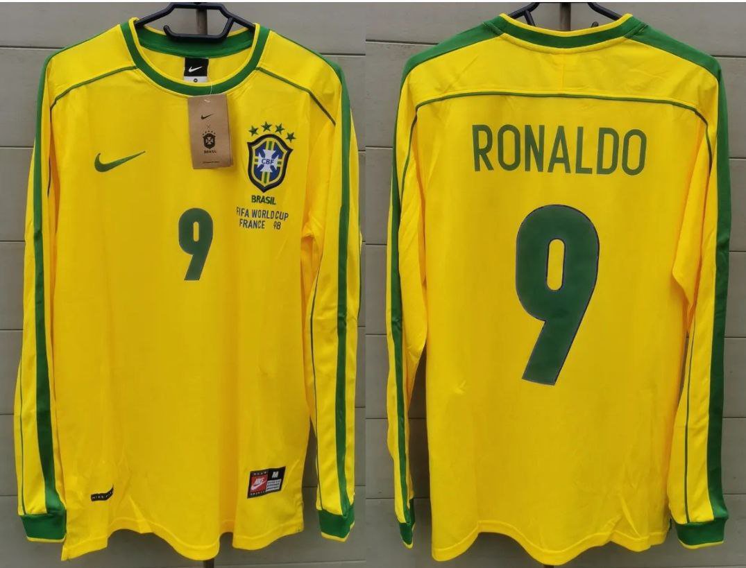 Brazil 1998 Retro Jersey RONALDO 9 Home New Soccer Jersey Brazil
