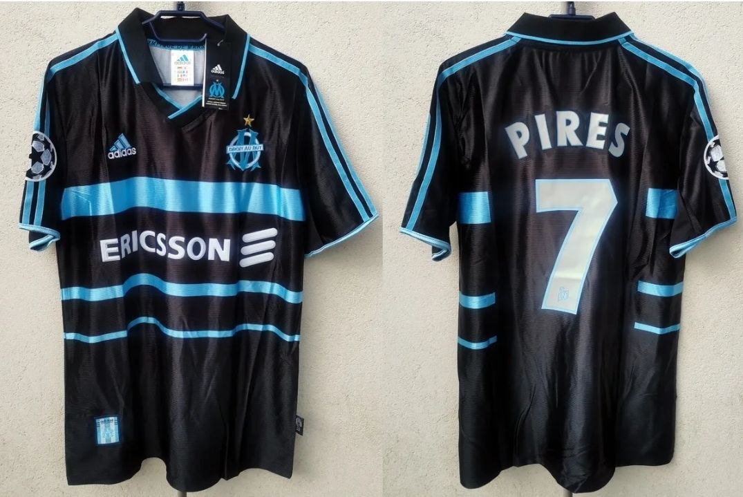 Marseille 1999 Retro Jersey PIRES 7 Home New Soccer Jersey Marseille