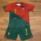 Portugal 2022 Ronaldo Kids Home Soccer Shirt Kids
