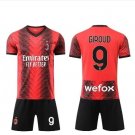 AC Milan 2324 GIROUD 9 Jersey Kids Home Children Soccer Shirt youth Jersey Kit