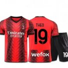 AC Milan 2324 THEO 19 Jersey Kids Home Children Soccer Shirt youth Jersey Kit