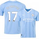 DE BRUYNE #17 Manchester City 2023 2024 Home Men Football Soccer Shirt Jersey 23-24
