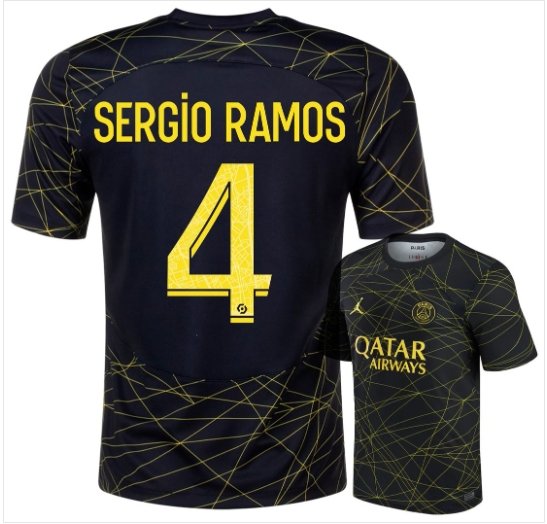 SERGIO RAMOS #4 Paris Saint Germain 2022 2023 4th Fourth Men Football Soccer Shirt Jersey 22-23