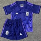 Argentina Kids World Cup Away Shirt Jersey Kit 22-23 Youth Soccer Football 2022-2023