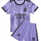 BENZEMA #9 Real Madrid Kids Away Shirt Jersey Kit 22-23 Youth Soccer Football 2022-2023