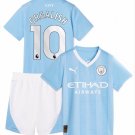 GREALISH #10 Manchester City Kids Home Shirt Jersey Kit 23-24 Youth Soccer Football 2023-2024
