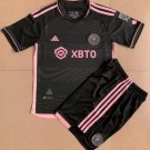 Kids Inter Miami Away Black Shirt Jersey Kit 23-24 Youth Soccer Football 2023-2024