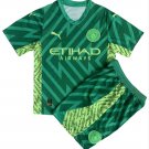 Kids Manchester City Green Goalkeeper Shirt Jersey Kit 23-24 Youth Soccer Football 2023-2024