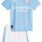 Kids Manchester City Home Shirt Jersey Kit 23-24 Youth Soccer Football 2023-2024
