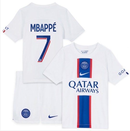 MBAPPE #7 Paris Saint Germain Kids 3rd Third Shirt Jersey Kit 22-23 Youth Soccer Football 2022-2023