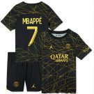 MBAPPE #7 Paris Saint Germain Kids 4th Fourth Shirt Jersey Kit 22-23 Youth Soccer Football 2022-2023