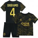 Sergio Ramos #4 Paris Saint Germain Kids 4th Fourth Shirt Jersey 22-23 Youth Soccer Football