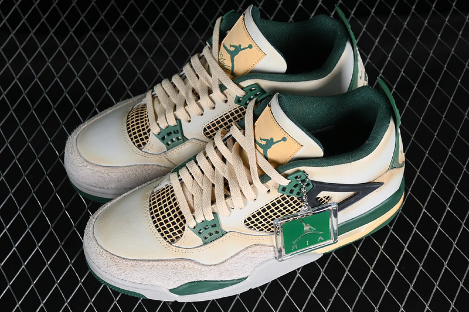 JORDAN AIR JORDAN 4 RETRO WHITEGREYGREENYELLOW