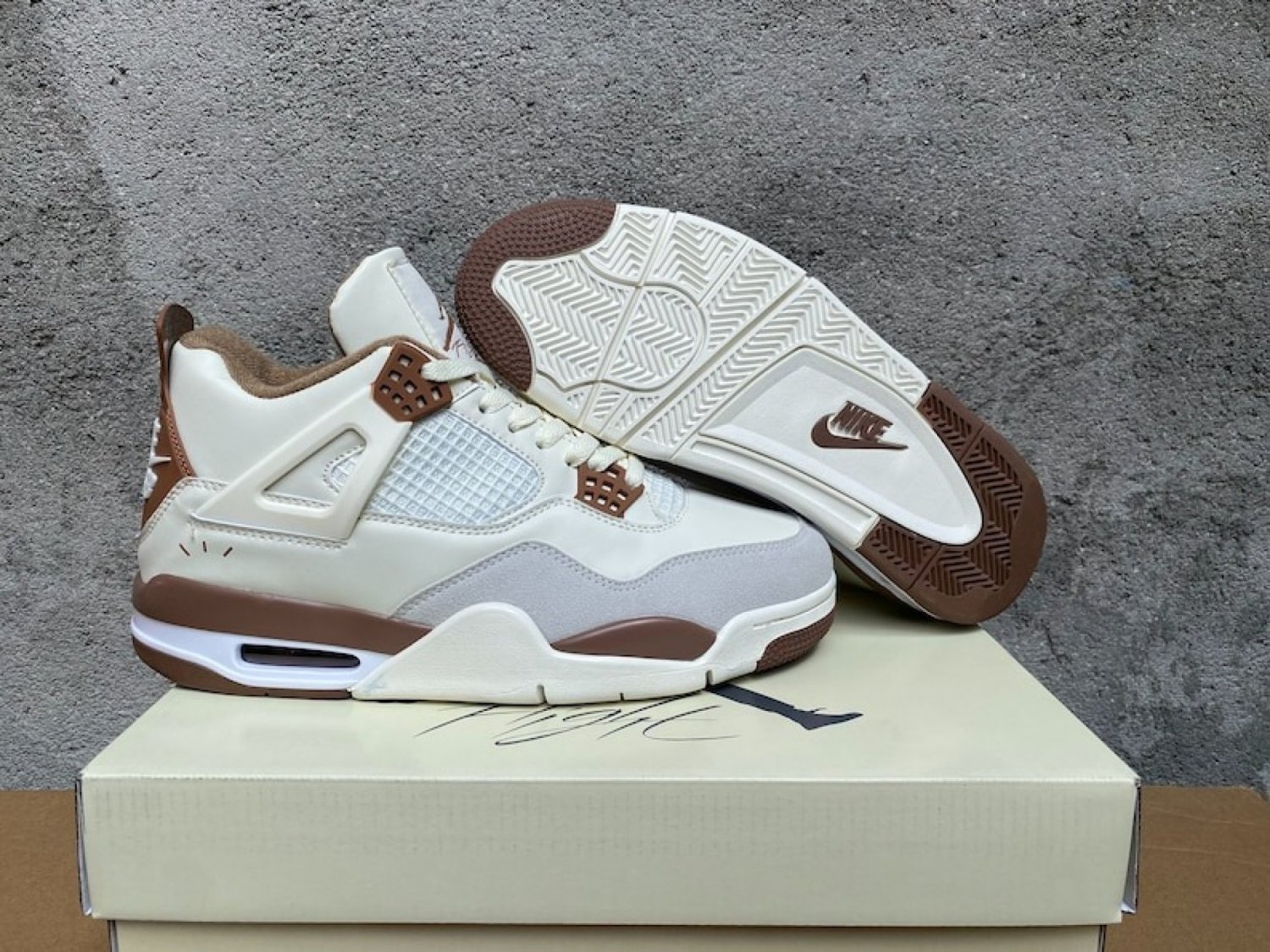 Nike Air Jordan 4 White Brown Sneakers