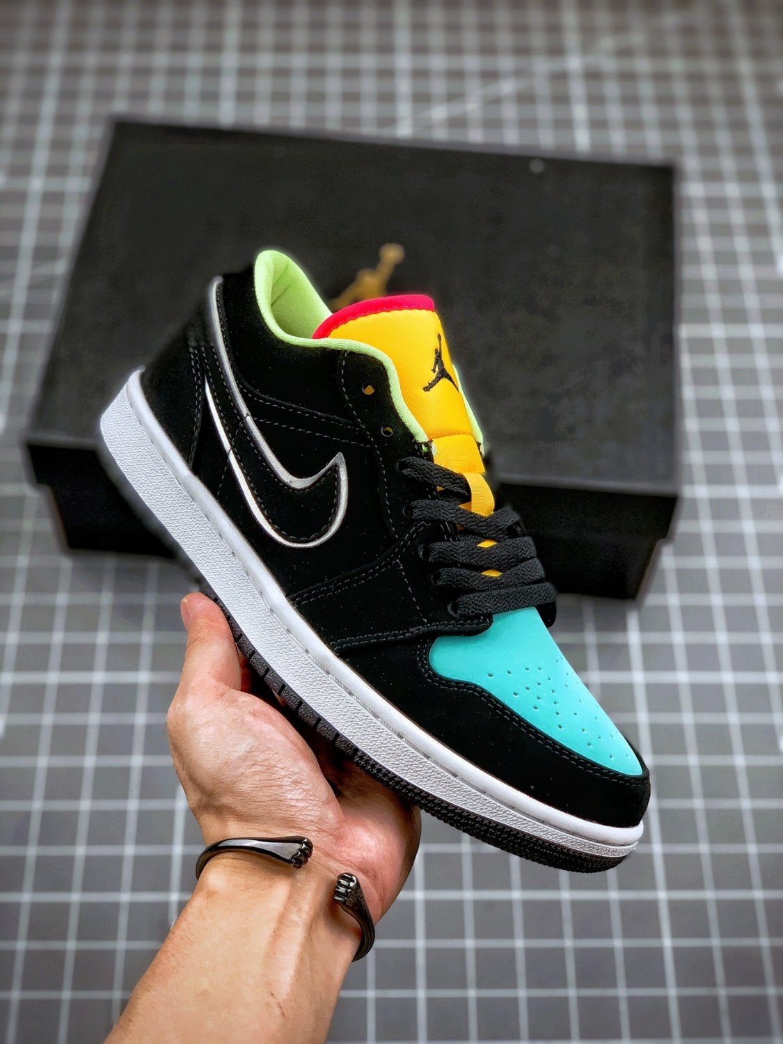 jordan 1 low black yellow turquoise