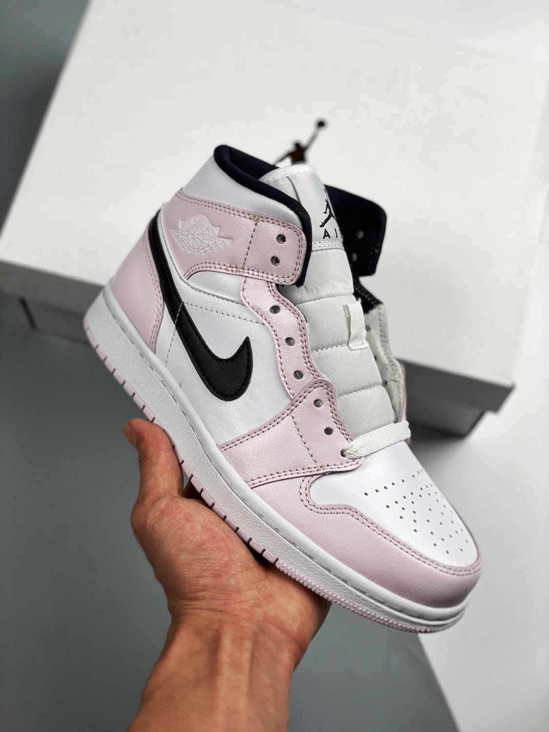 jordan 1 mid &acirc;��barely rose&acirc;�� white pink black