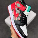 jordan 1 mid “christmas sweater” whiteblack-roma green-university red