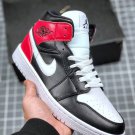 jordan 1 mid blackwhite-noble red bq6472-016 on