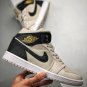 jordan 1 mid light bone metallic gold 554725-023 on