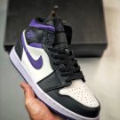 jordan 1 mid white black purple 554724-095