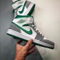 jordan 1 mid whitelight smoke greypine green