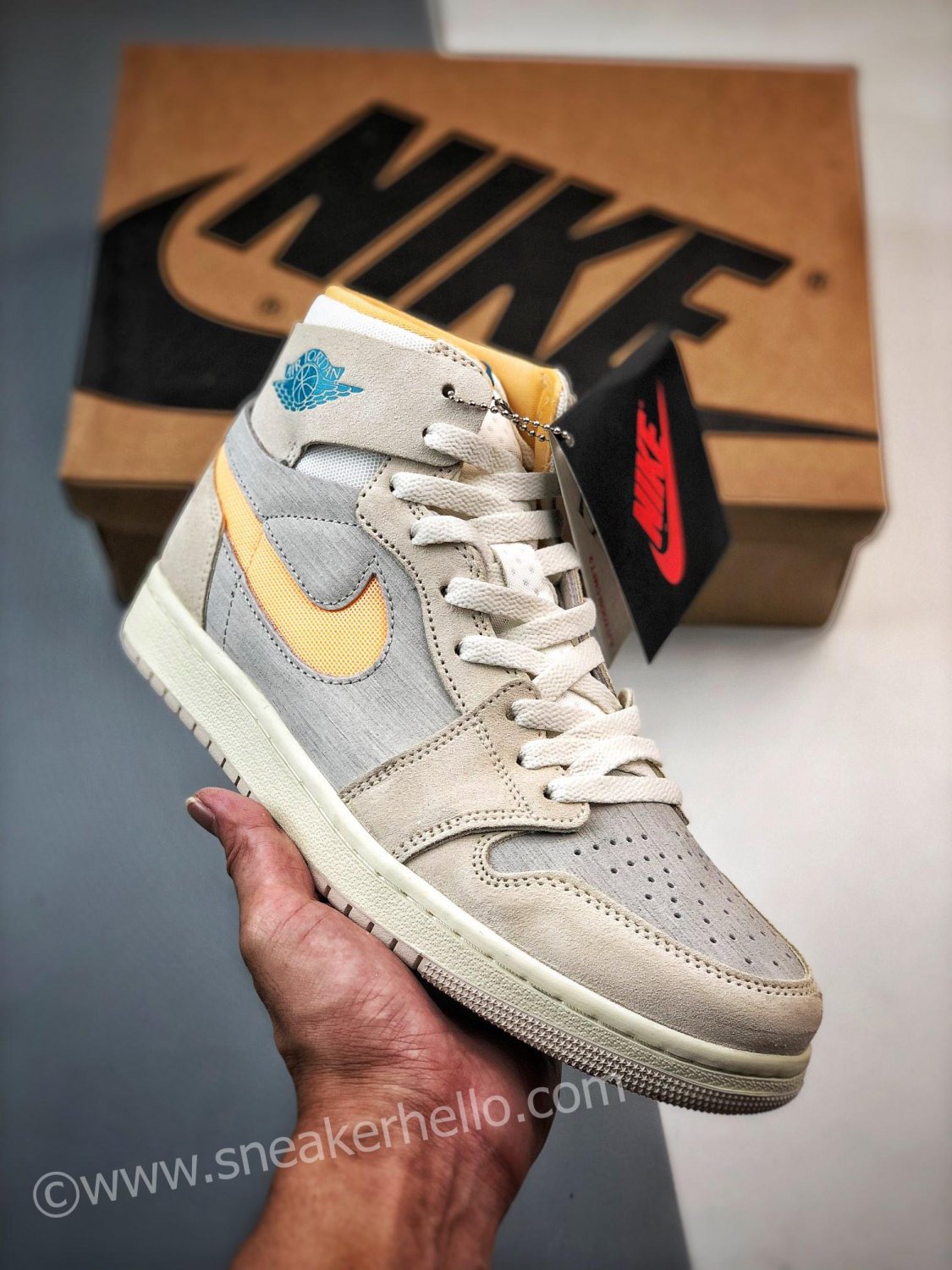 jordan 1 zoom cmft light tan yellow blue dv1307-180