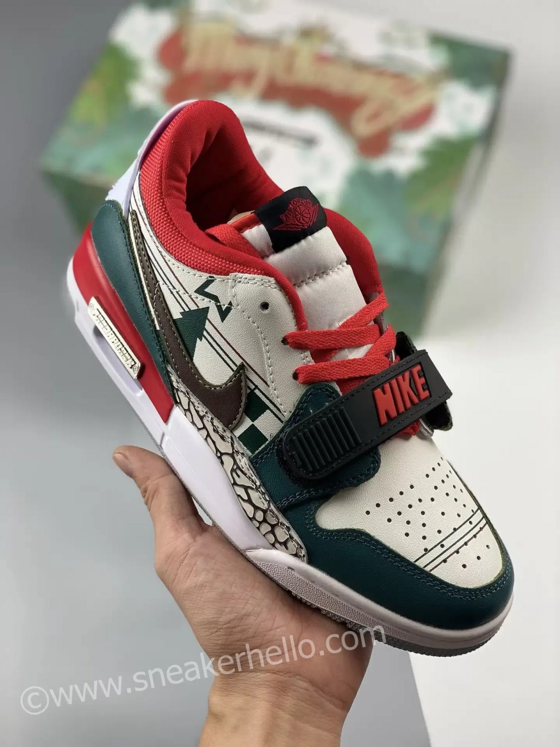 custom jordan legacy 312 low &acirc;��christmas&acirc;�� white red green