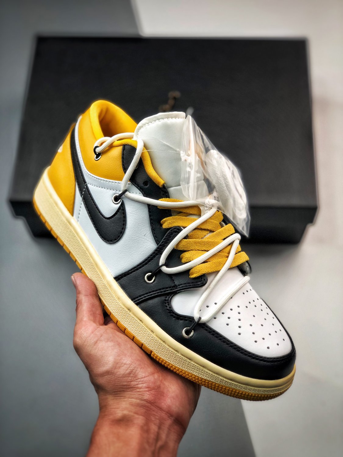 customjordan 1 low white black yellow