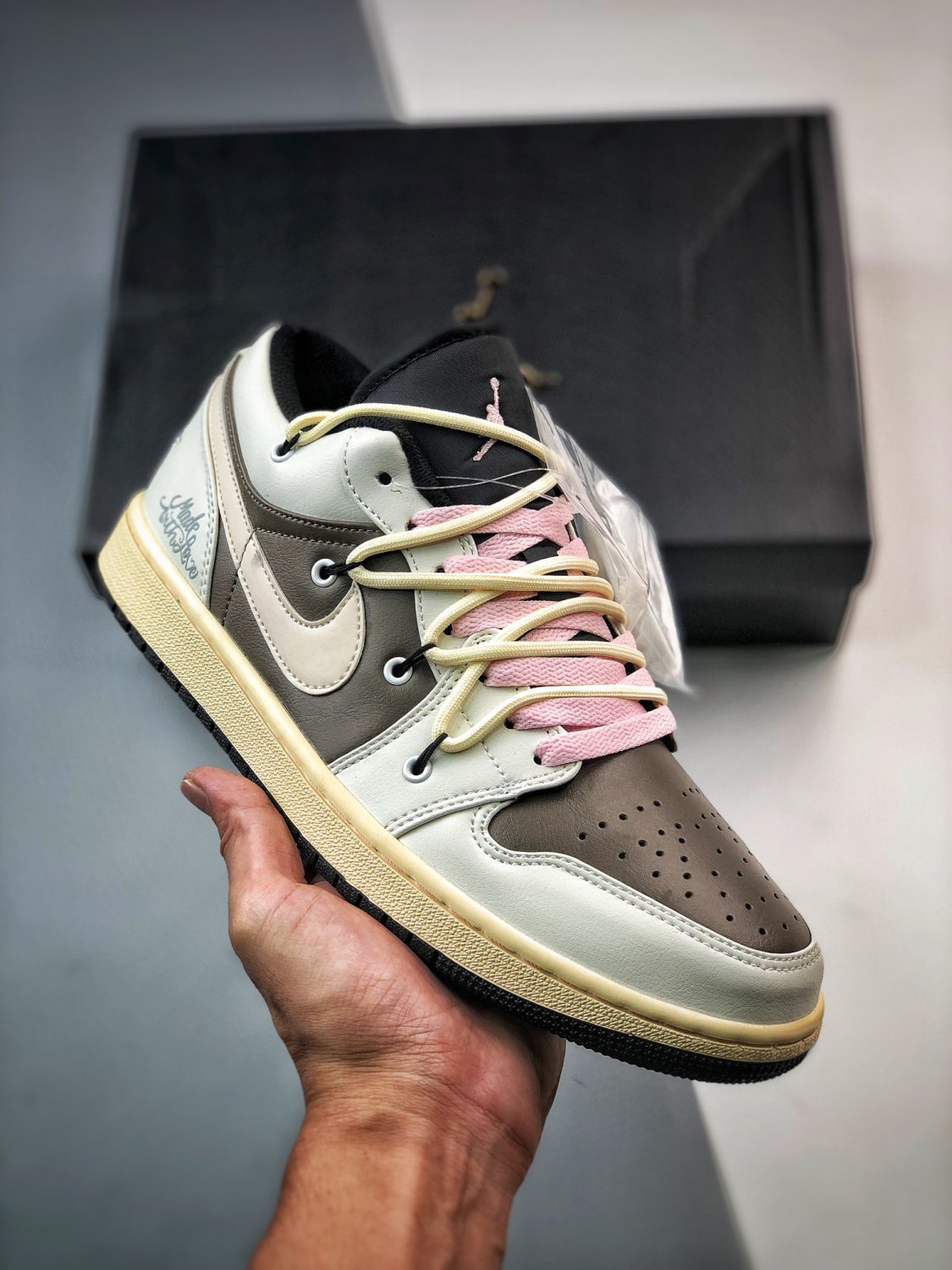 customjordan 1 low white brown