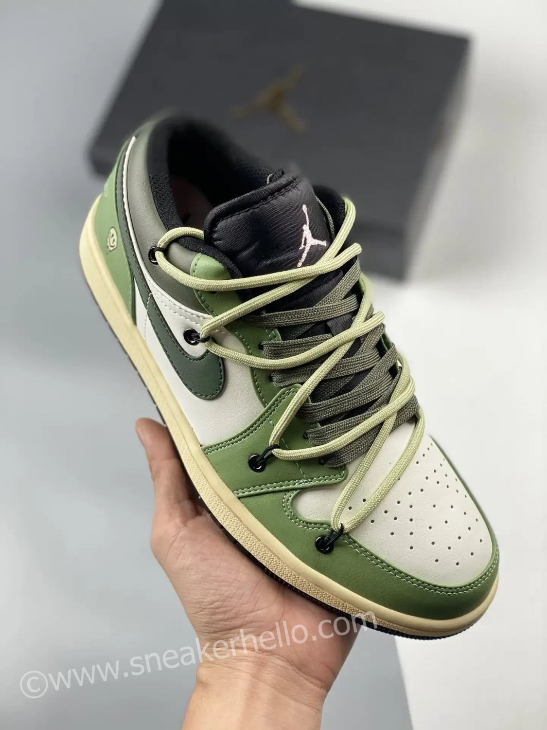 customjordan 1 low white green black