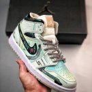 customjordan 1 mid green linen black
