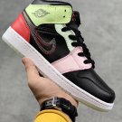 glow in the darkjordan 1 mid gs pink yellow crimson