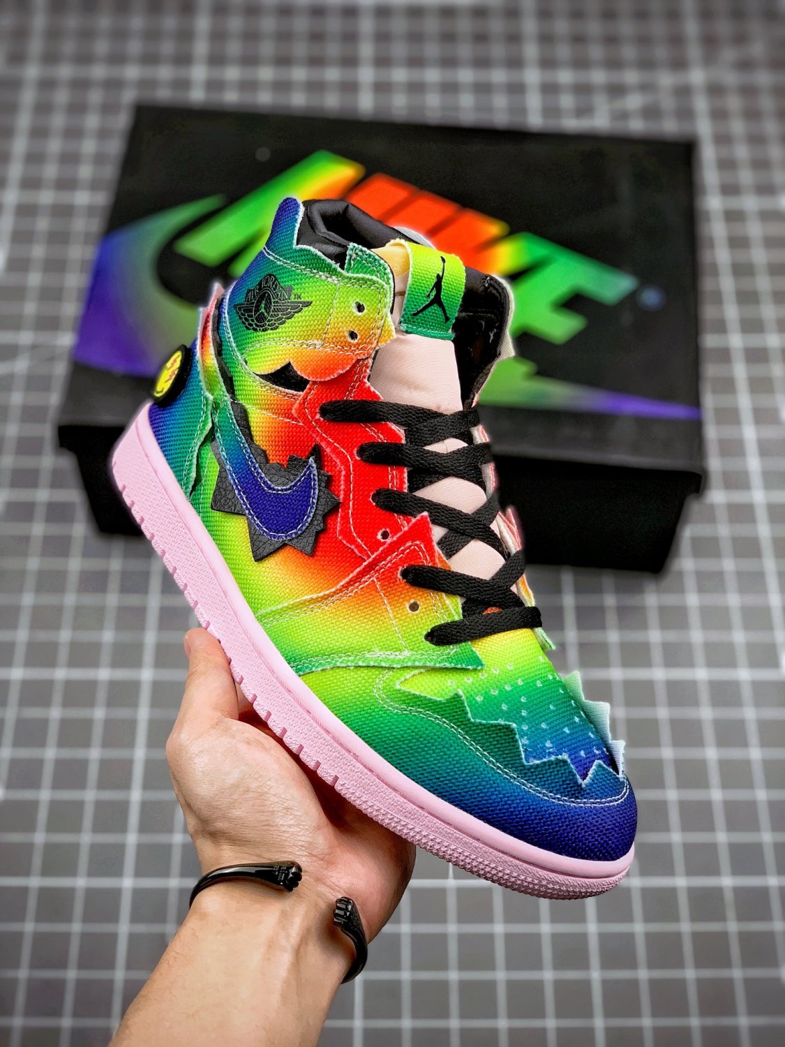 j balvin xjordan 1 high og multi-colorblack-pink foam