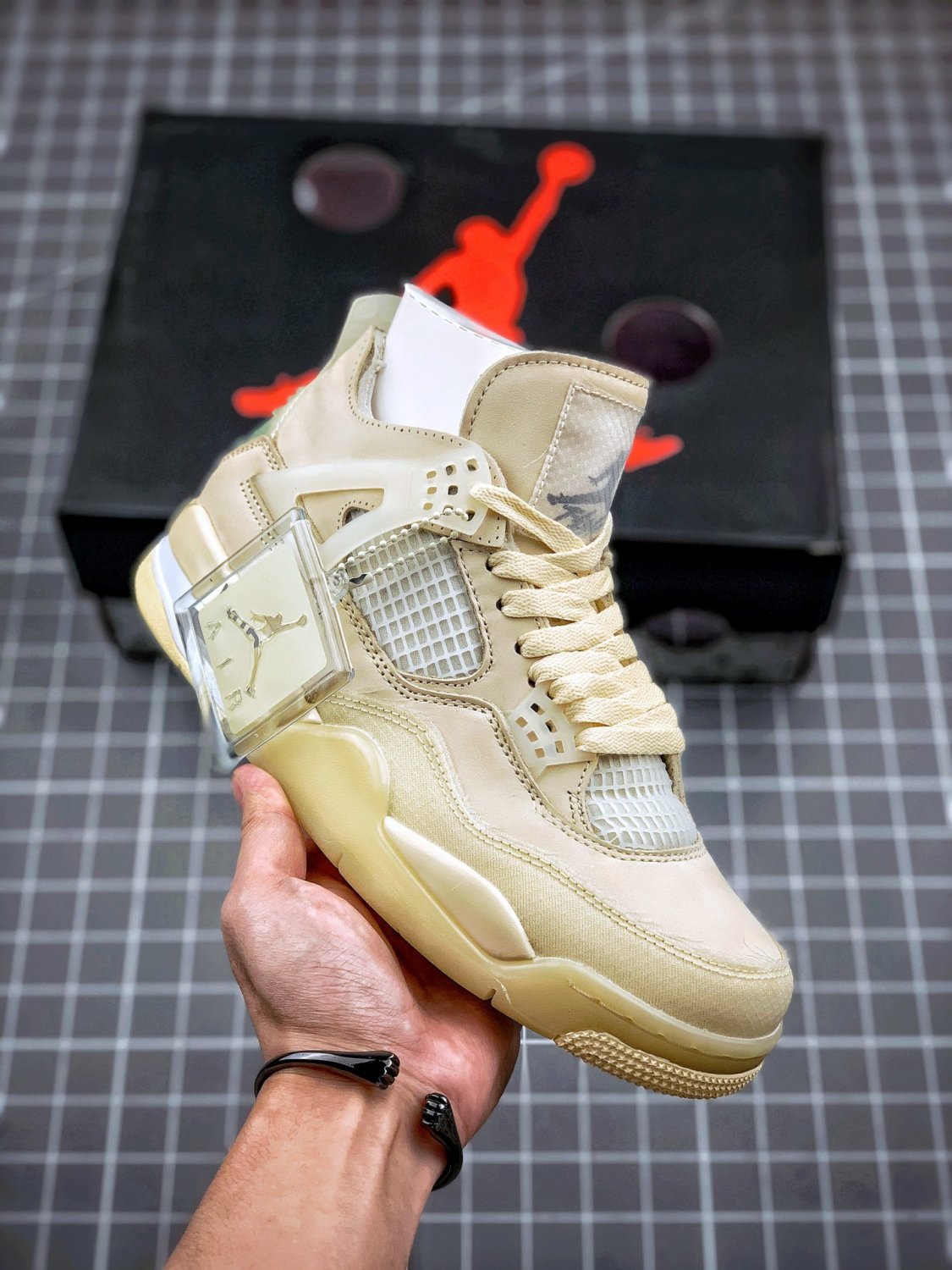 off-white xjordan 4 sp sailmuslin-white-black