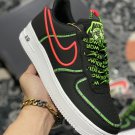nike air force 1 âworldwideâ blackflash crimson-green