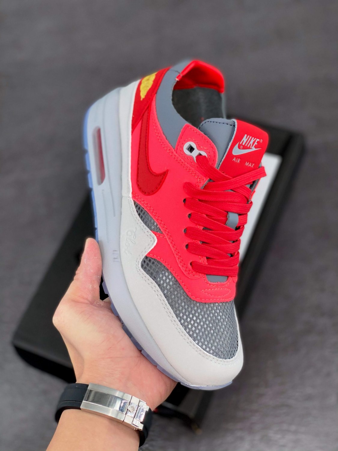nike air max 1 k.o.d. solar reduniversity red-cool grey